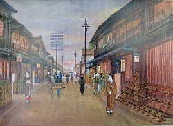 新町廓の夕暮れ時『おおさか百景いまむかし』